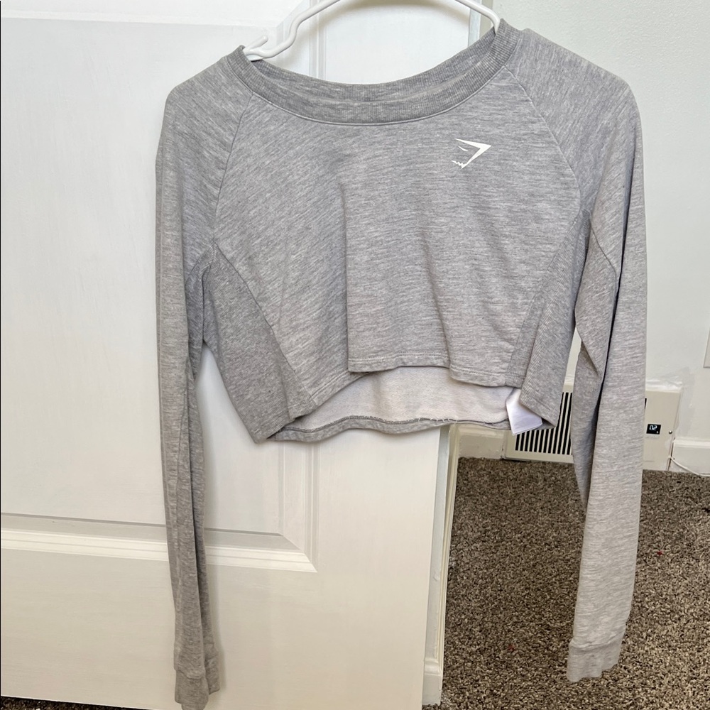Gymshark Light Gray Long Sleeve Crop Top